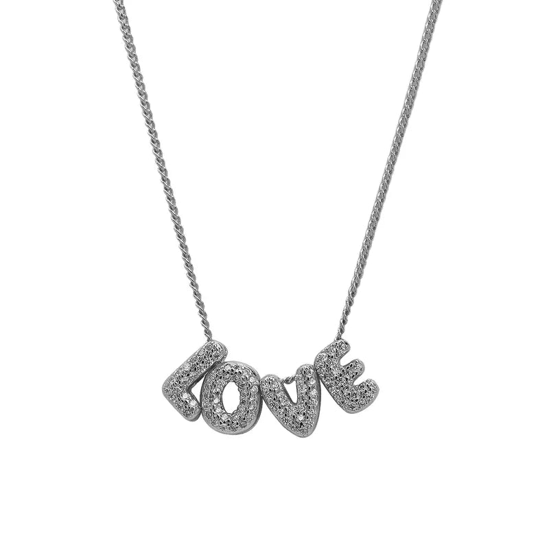 Letter Brass Zircon 18K Gold Plated Plating Pendant Necklace