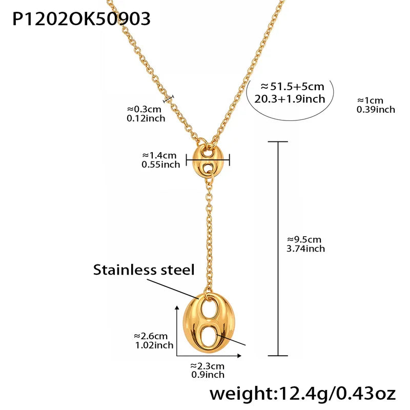 💎🕒 Κολιέ Y Necklace με Γεωμετρικό Μοτίφ