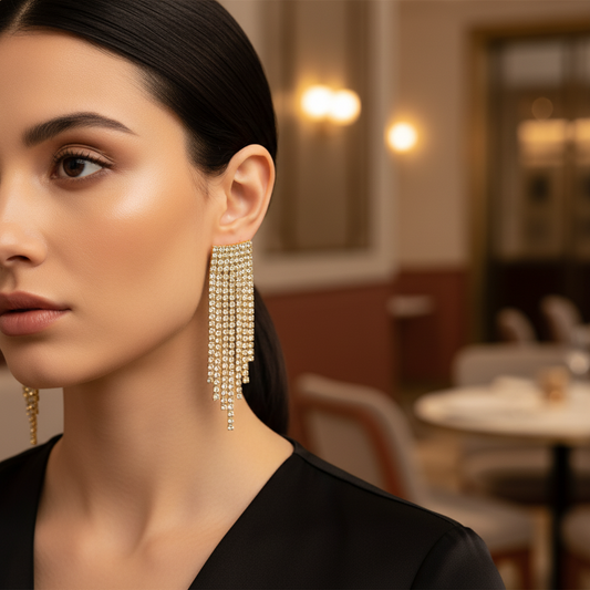Χρυσά long cascade earrings με κρυστάλλους – Holiday Night Collection – So Cute by Dimi
