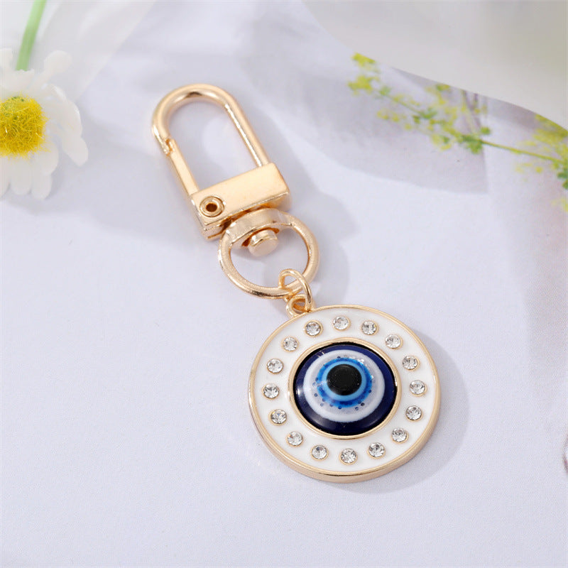 Fashion Colorful Oil Eyelash Evil Eye Keychain Drill Patch Pendant Accessories