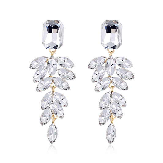 Fashion Bridal Drop Earrings with Hollow Rhinestone by Alloy