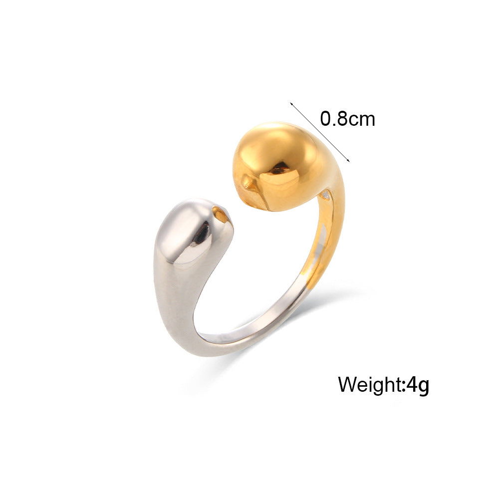 Stainless Steel Open Two-End Water Drop Stitching Color Ring