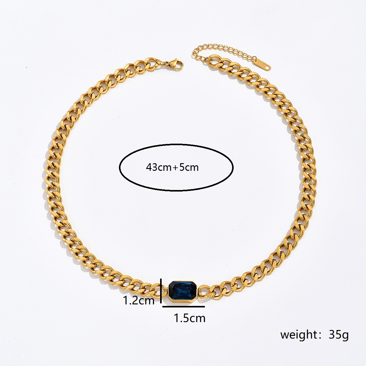 New Fashion Geometric Stainless Steel Plated 18k Gold Zircon Necklace