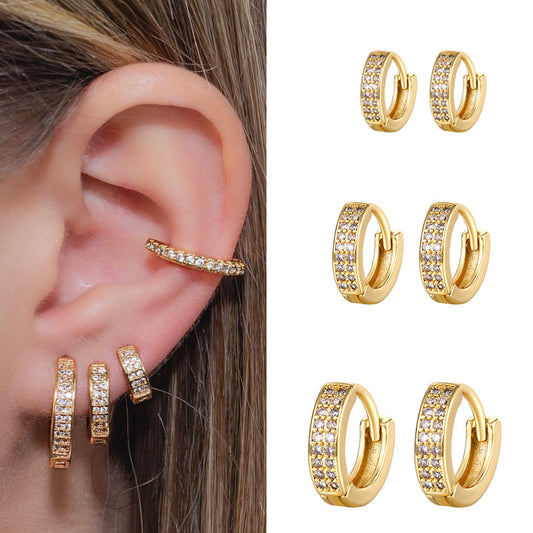 Simple Style Ear Buckle Earrings by Copper with Inlaid Zircon