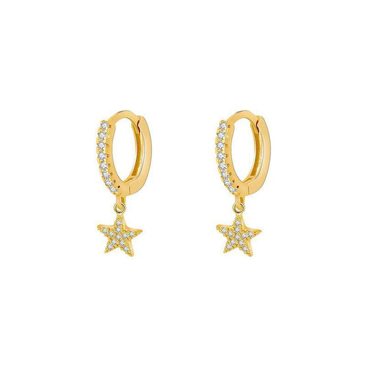 New Style χάλκινα σκουλαρίκια με κρεμαστό αστέρι διακοσμημένα με ζιργκόν