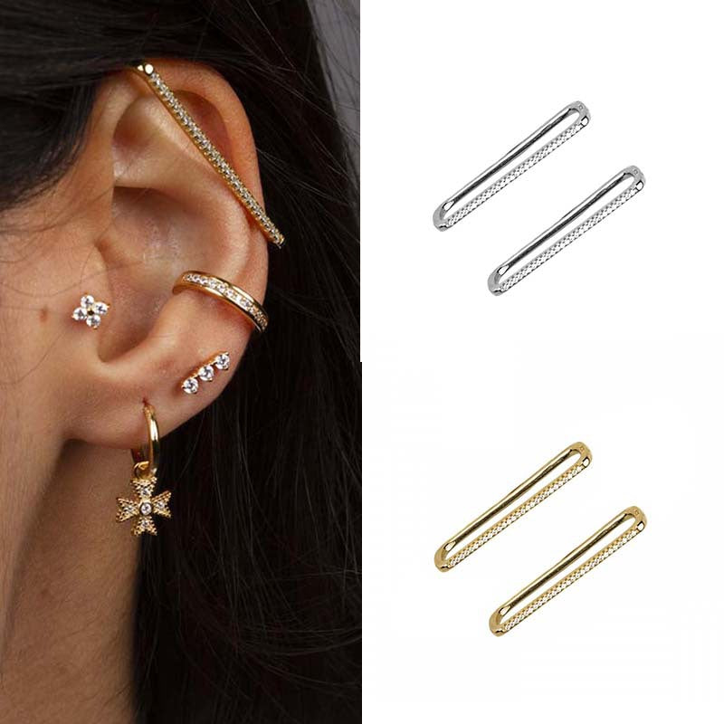 New Style Hollow Geometric Copper Clip Earrings, Non-Pierced Ear Bone