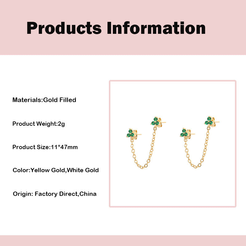Women'S Fashion Copper Ear Studs in Flower motif with Zircon