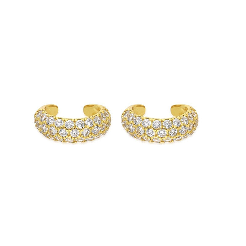 Women'S Luxurious C Shape Earrings with Zircon by Copper