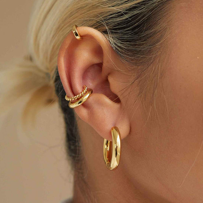 Women'S Simple Style Thread Copper Cuff Earrings