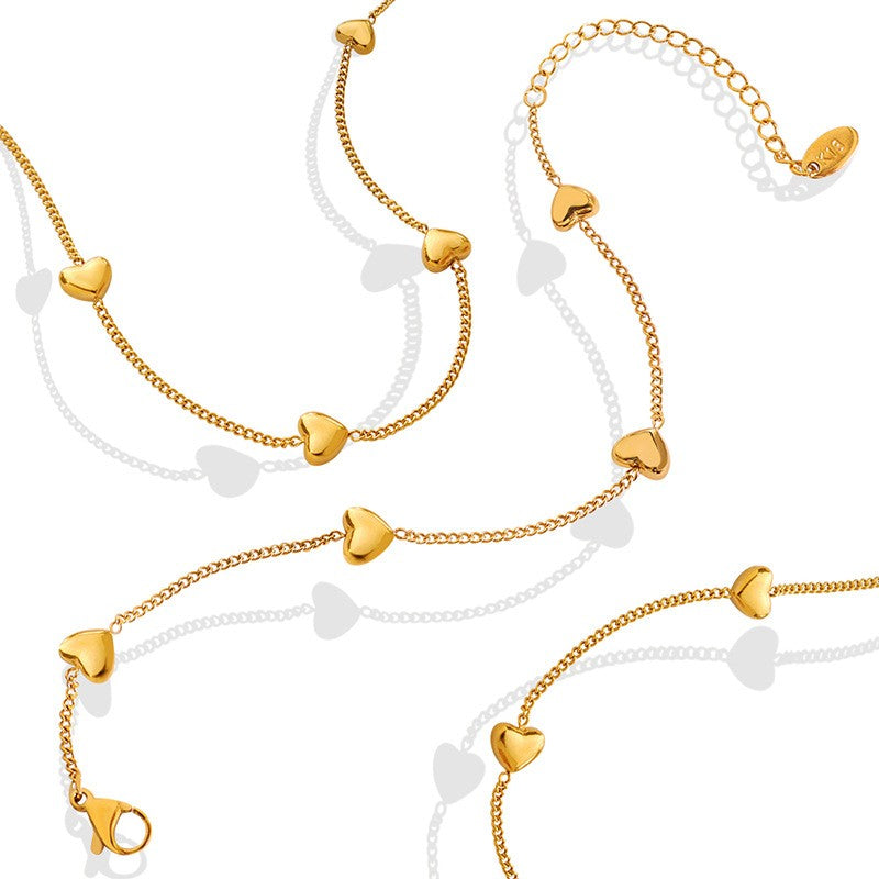 Fashion Heart Shape Titanium Steel Gold Plated Bracelets