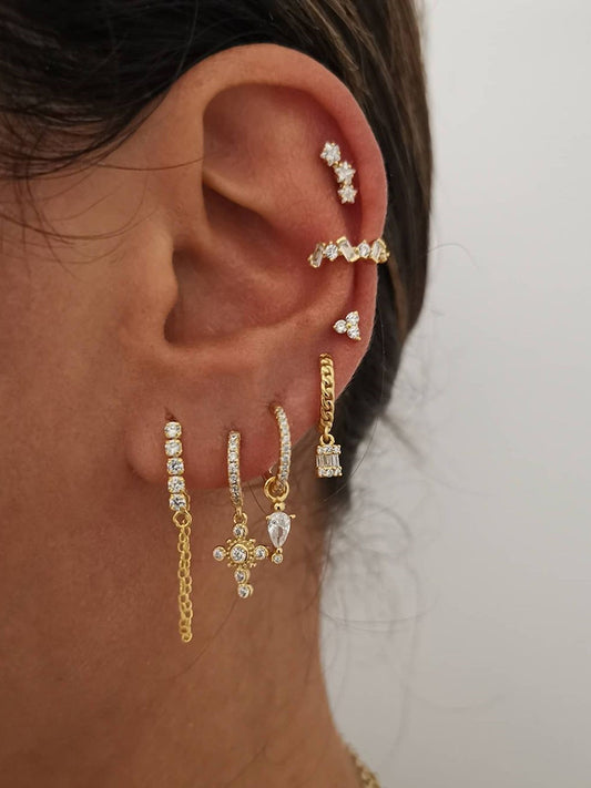 Women'S Fashion Geometric Copper Earrings with Inlaid Zircon