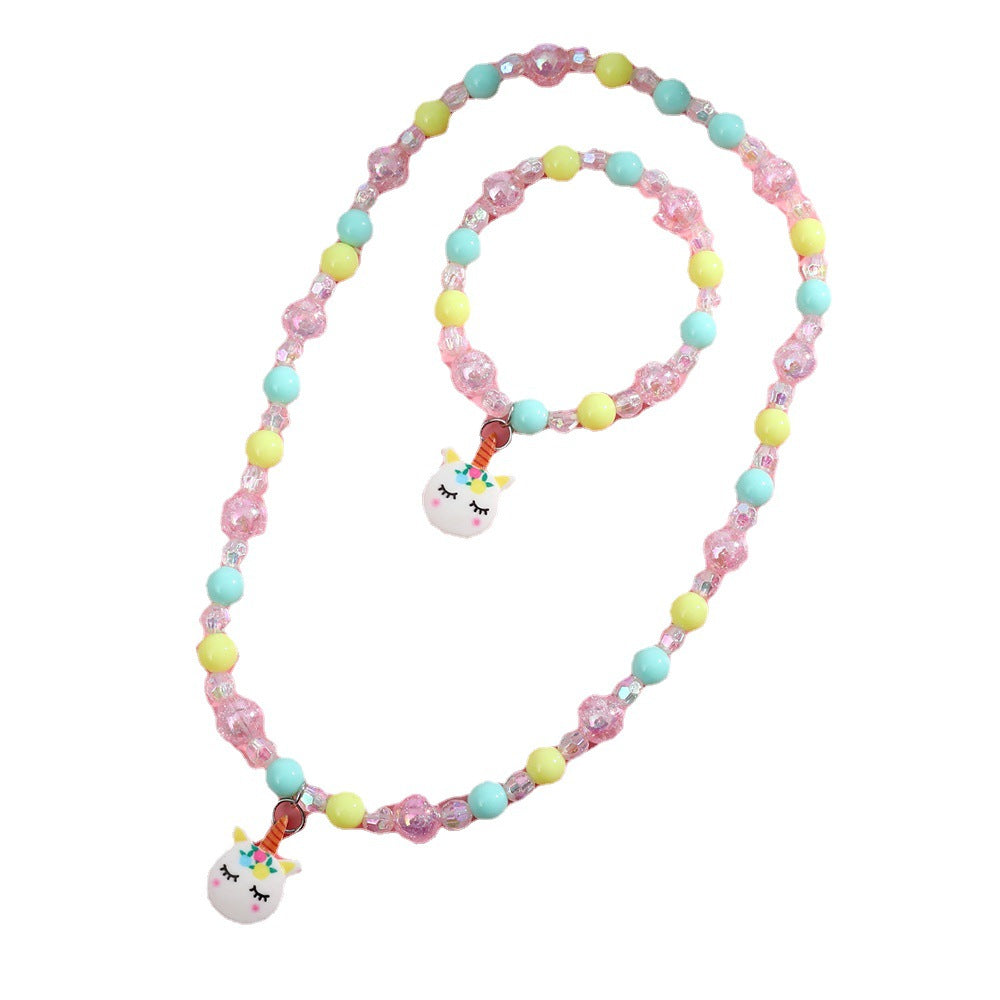 Cartoon Style Plastic Resin Beaded Pendant Necklace Bracelets