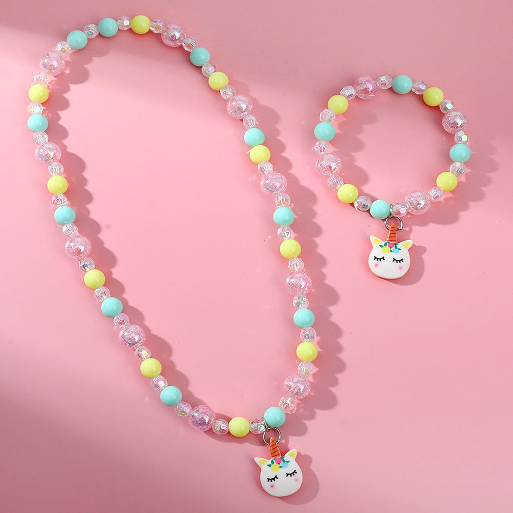 Cartoon Style Plastic Resin Beaded Pendant Necklace Bracelets