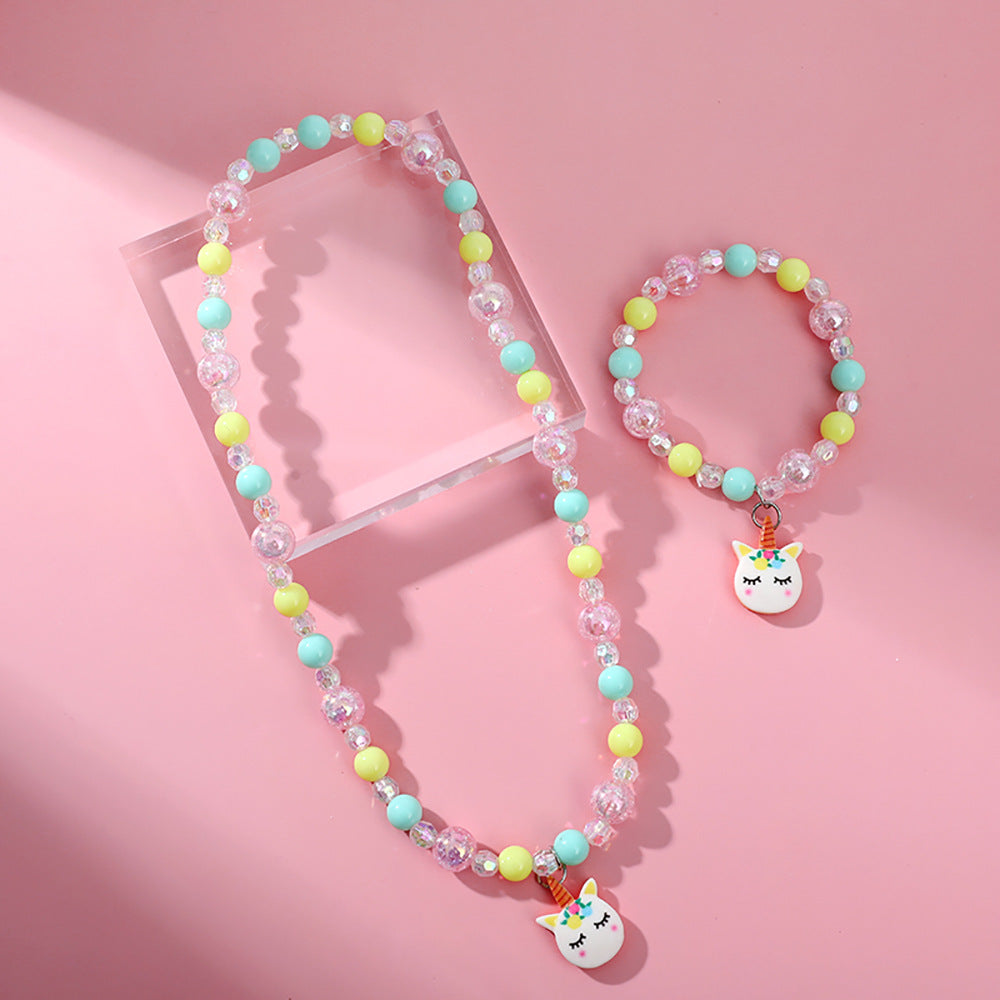 Cartoon Style Plastic Resin Beaded Pendant Necklace Bracelets