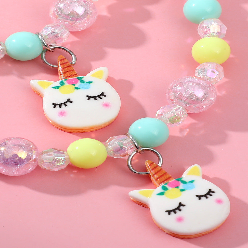 Cartoon Style Plastic Resin Beaded Pendant Necklace Bracelets