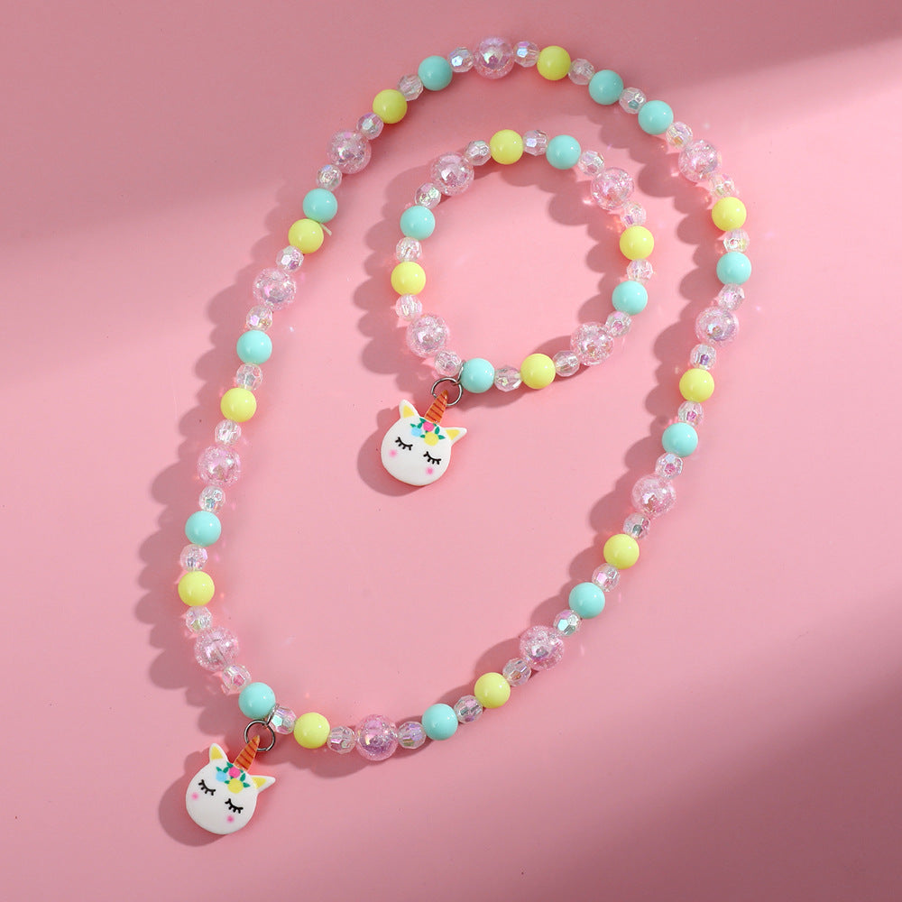 Cartoon Style Plastic Resin Beaded Pendant Necklace Bracelets