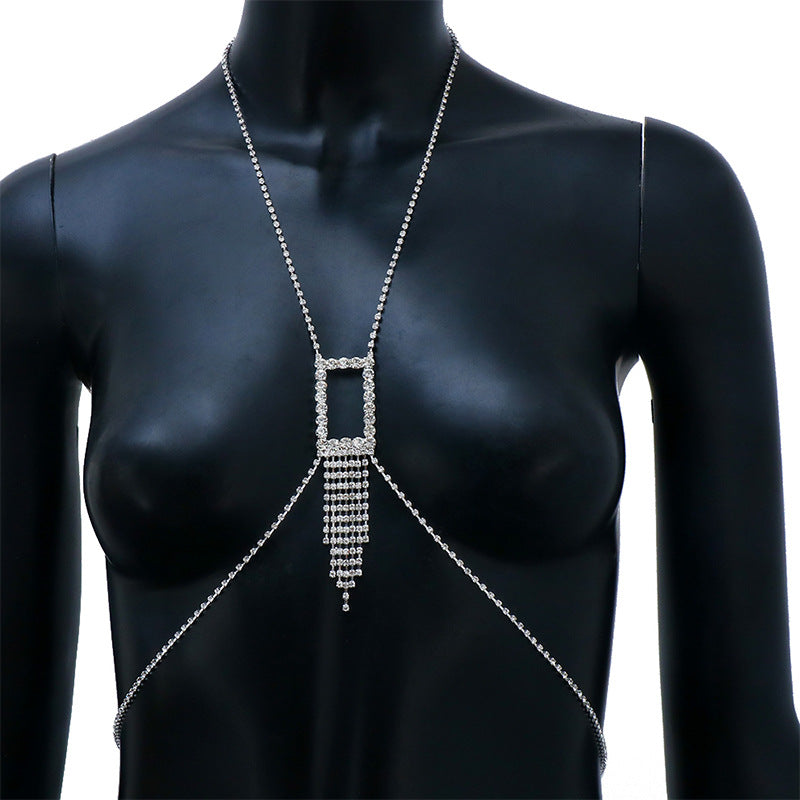 Fashion Geometric Alloy Plating Rhinestones Chest Necklace Body Chain