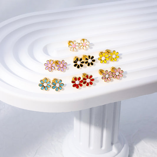 Simple Style Flower Plating Stainless Steel Ear Studs