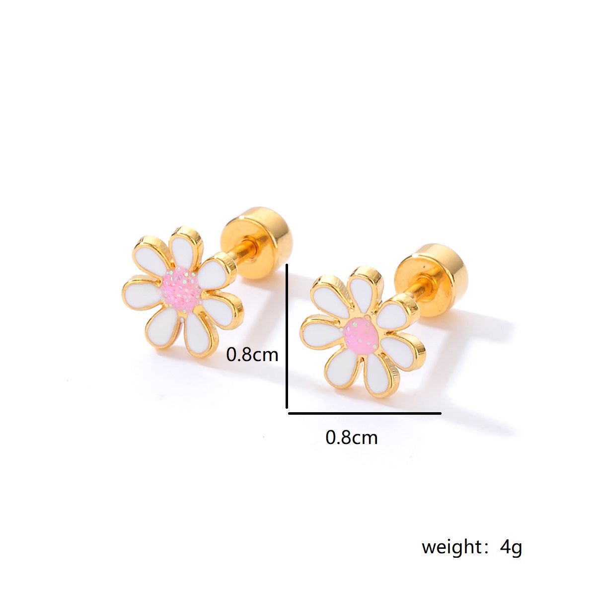 Χαριτωμένα σκουλαρίκια λουλούδι από επιχρυσωμένο 18K ατσάλι