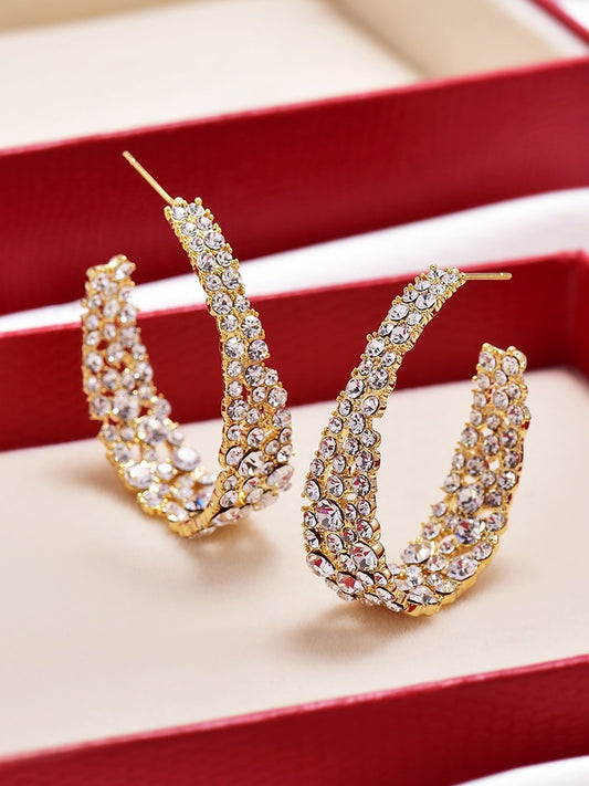 Fashion Exaggerated Arc Earrings Rhinestone Earrings, small size