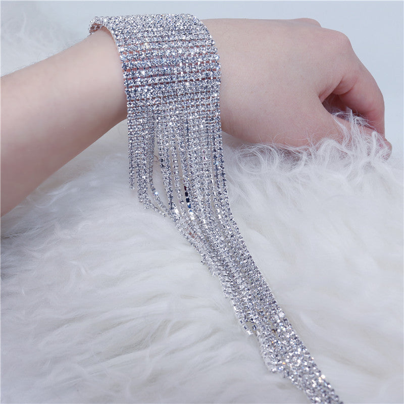 Fashion Multi-row Multi-layer Shiny Rhinestones Long Tassel Bracelet