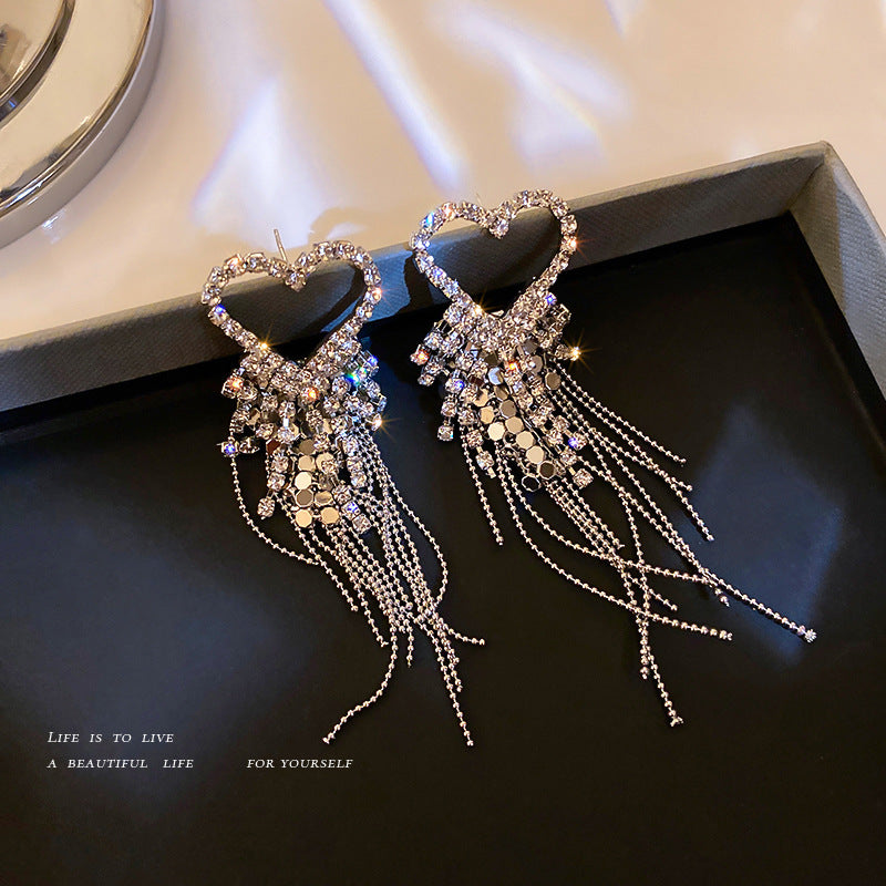 Fashion Heart Diamond Alloy Rhinestones Drop Earrings