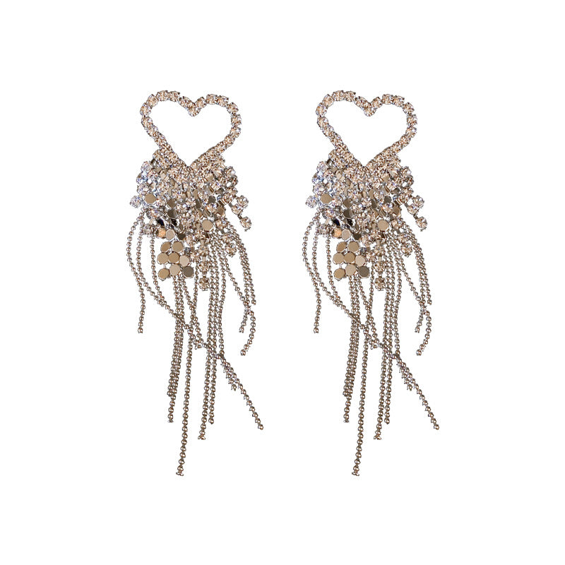 Fashion Heart Diamond Alloy Rhinestones Drop Earrings