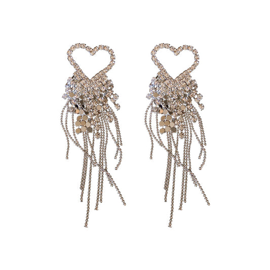 Fashion Heart Diamond Alloy Rhinestones Drop Earrings