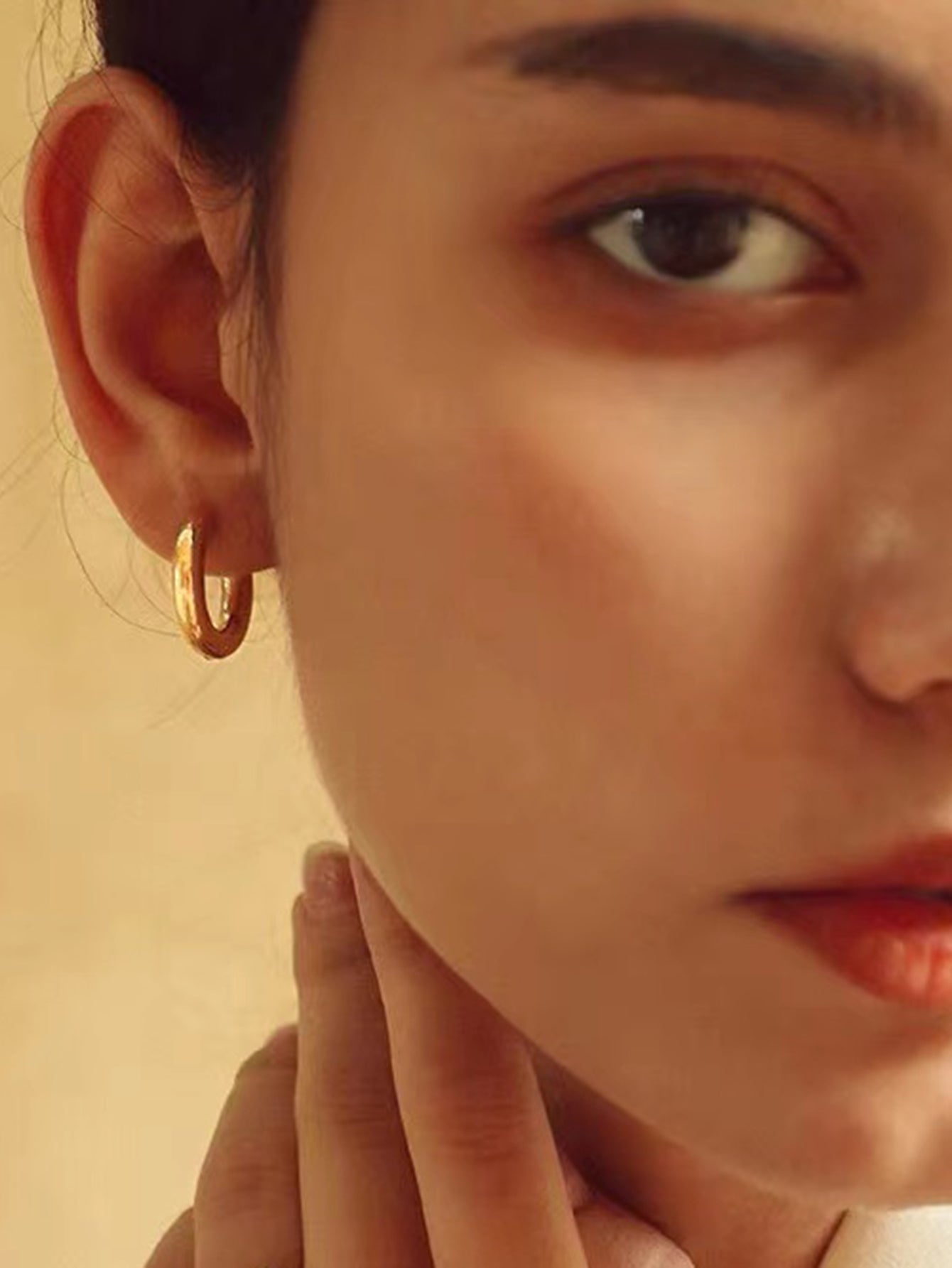 Simple 18k Gold-plated Stainless Steel Jewelry Gold And Silver Hoop Earrings