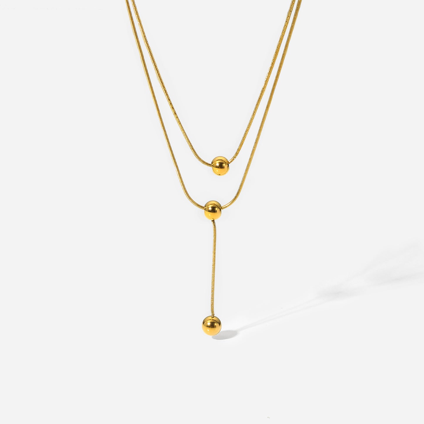 Fashion Simple 18K Gold Stainless Steel Double Layer Necklace