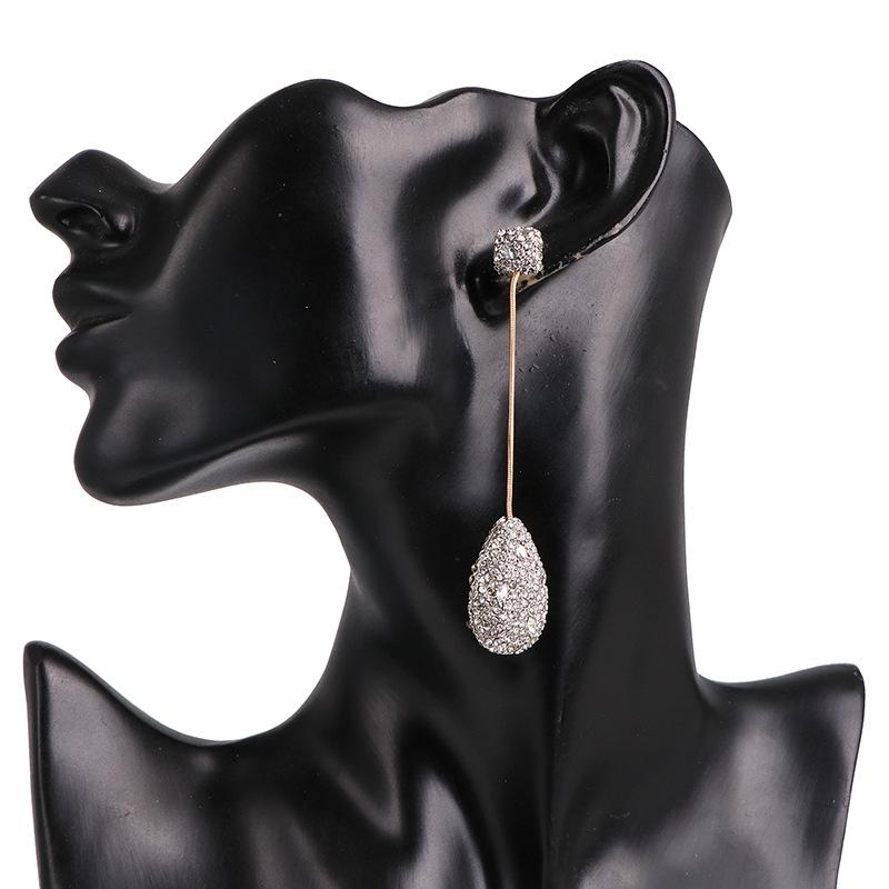 Fashion Water Droplets Diamond Alloy Acrylic Drop Earrings