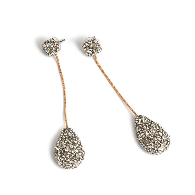 Fashion Water Droplets Diamond Alloy Acrylic Drop Earrings