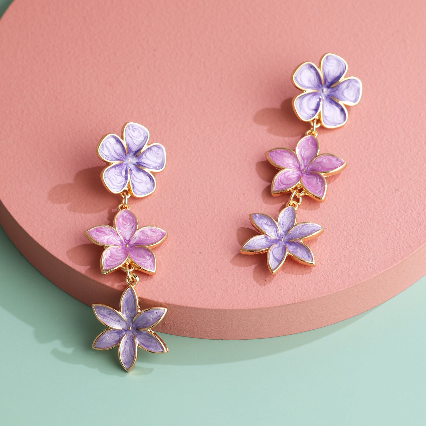 Retro Lilac Oil Drop Flower Earrings