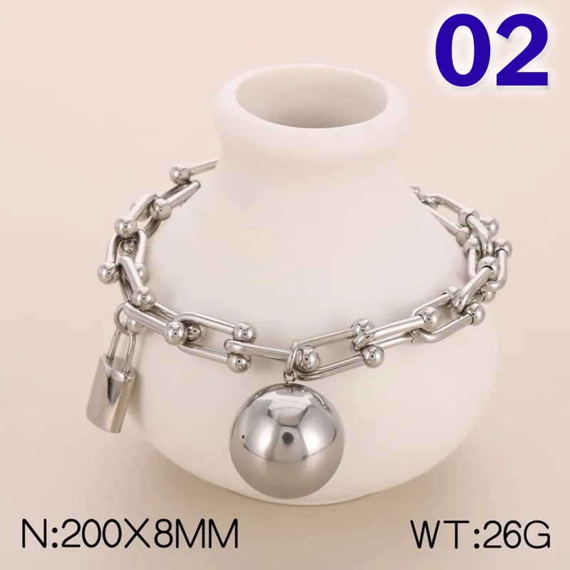 Fashion Geometric Titanium Steel Plating No Inlaid Bracelets Necklace