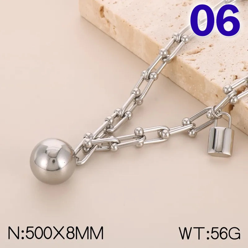 Fashion Geometric Titanium Steel Plating No Inlaid Bracelets Necklace