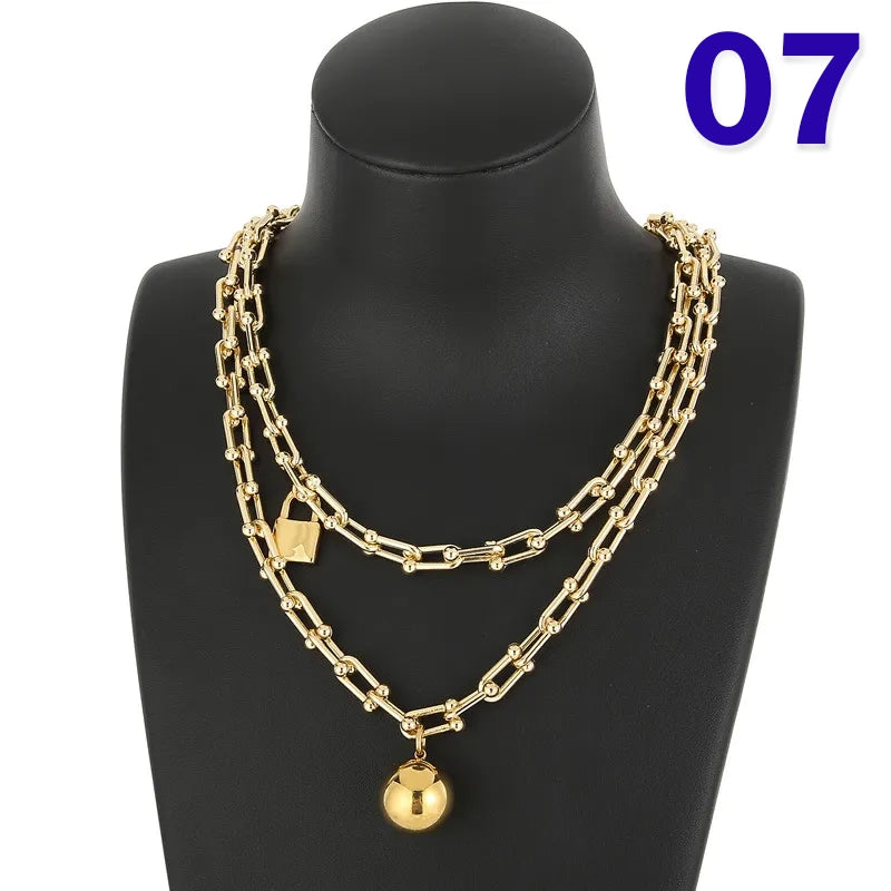 Fashion Geometric Titanium Steel Plating No Inlaid Bracelets Necklace