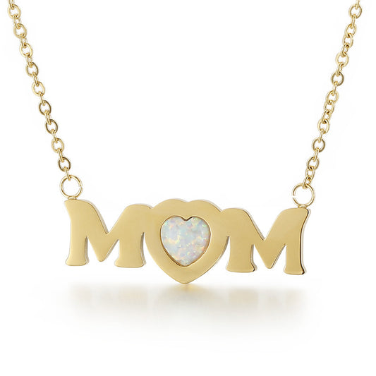 Fashion Simple Letters Mom Heart-shaped Titanium Steel Necklace