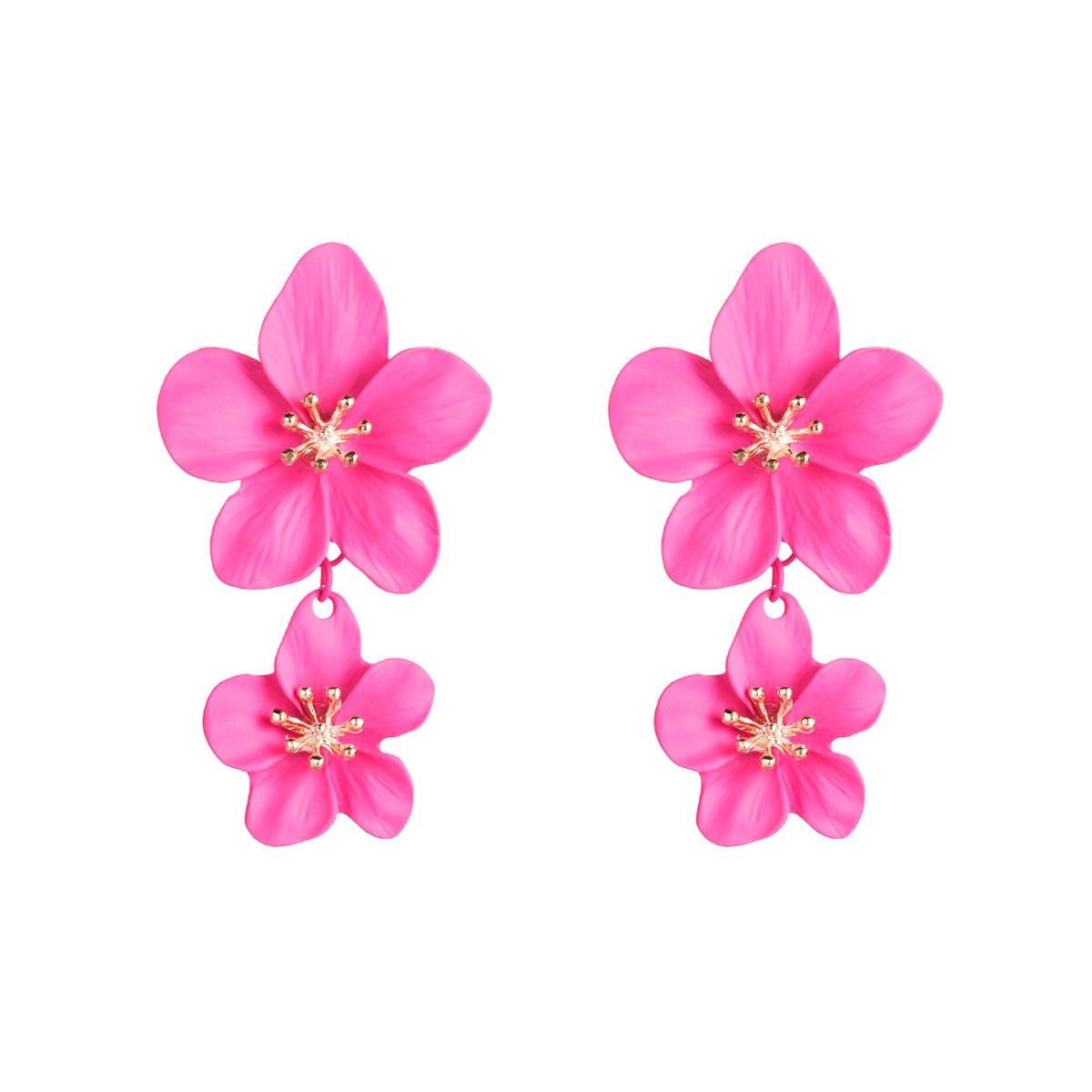 Πολύχρωμα σκουλαρίκια με διπλό λουλούδι