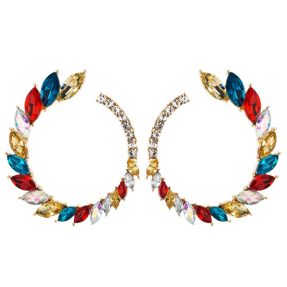 Luxury Inlaid Rhinestone in Exaggerated Large Circle shape Earrings