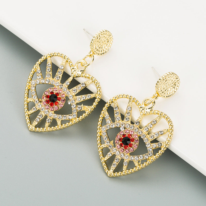 Heart-shaped Demon Eyes Full Diamond Earrings