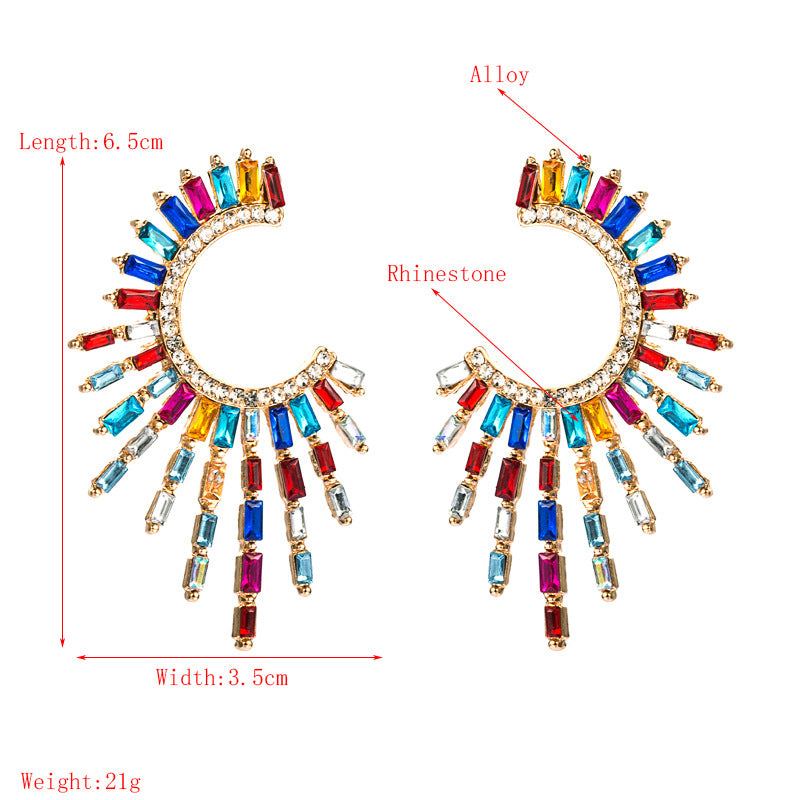 Half Sunflower  Earrings, Ethnic Style, by Alloy with Diamonds