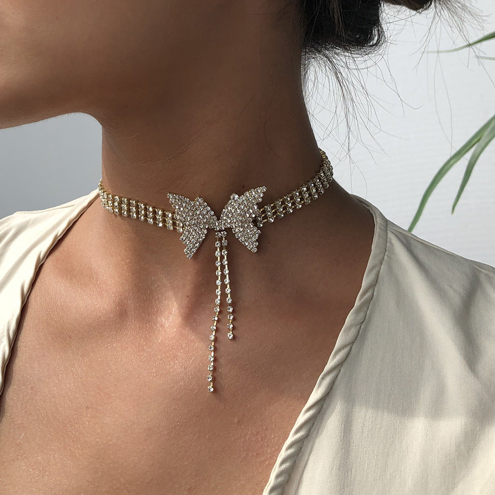 Fashion trend Choker with full of Diamonds and bow