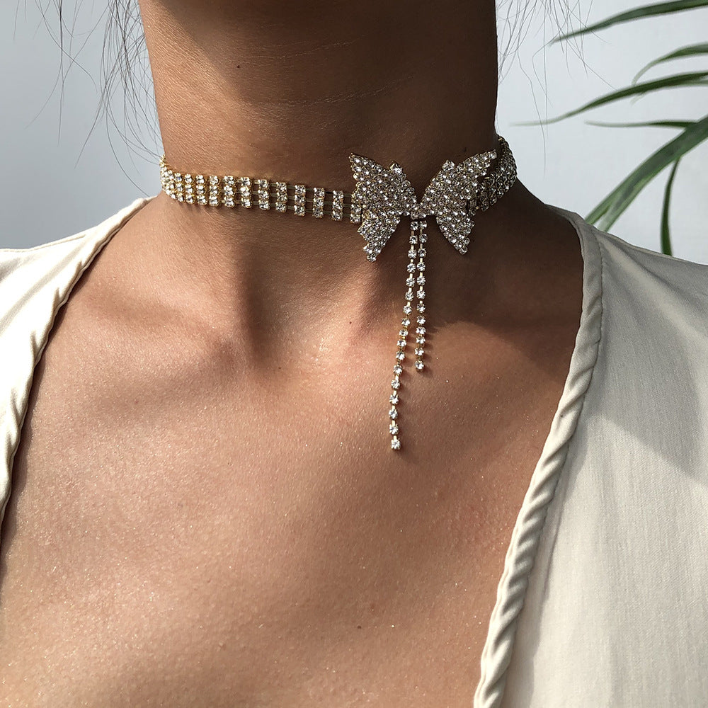 Fashion trend Choker with full of Diamonds and bow