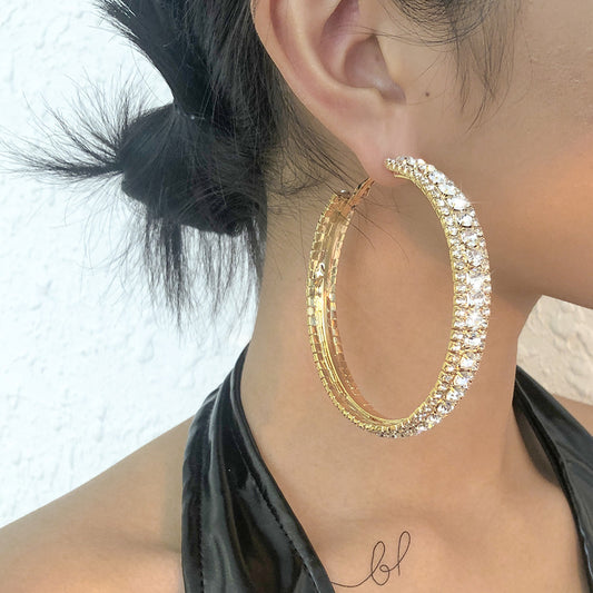 Full Diamond Hoop Earrings