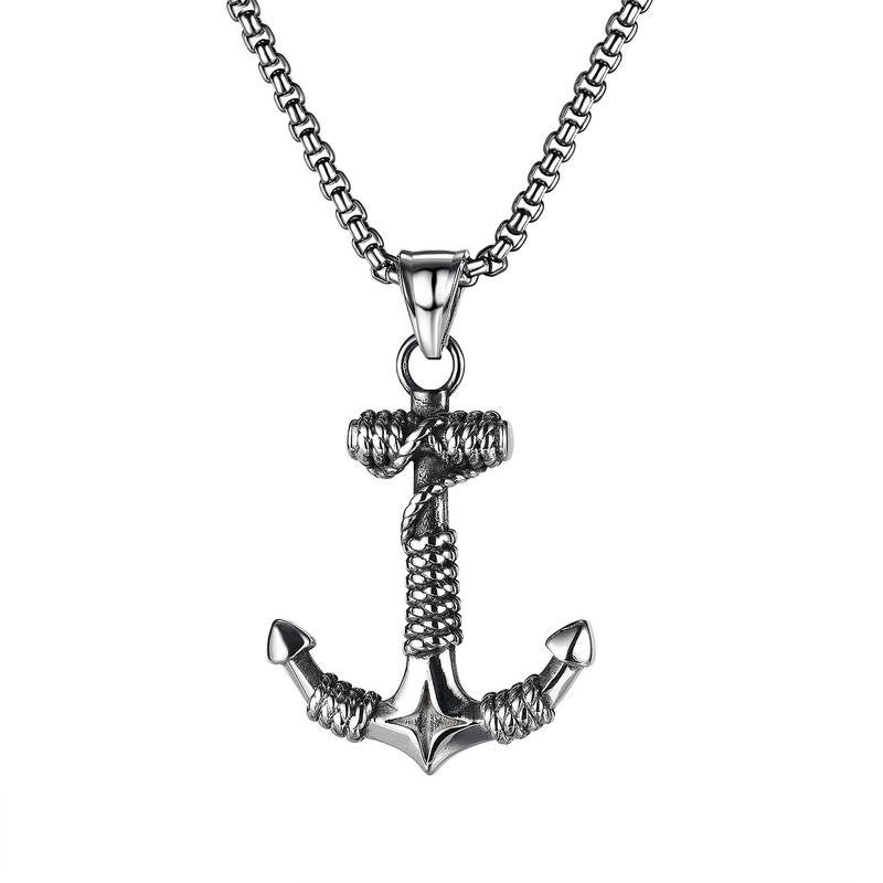 Fashion Anchor Titanium Steel Plating Men'S Pendant Necklace