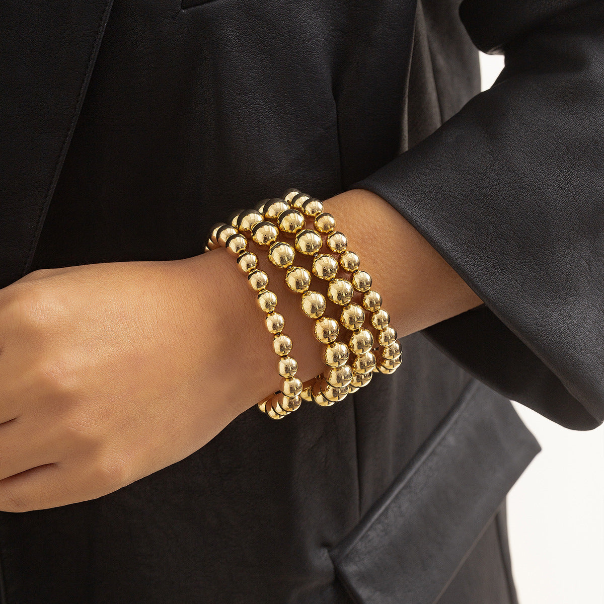 Fashion 4-layered bracelet by simple geometric resin balls