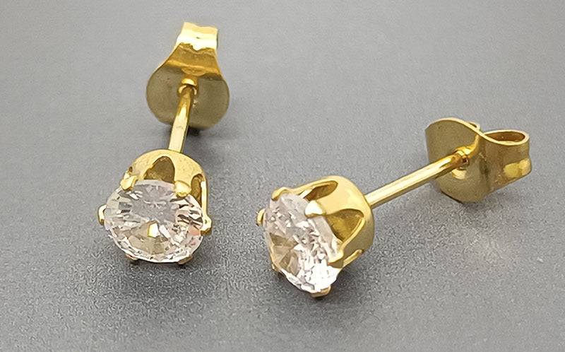 Basic Geometric Plating Titanium Steel Zircon Ear Studs