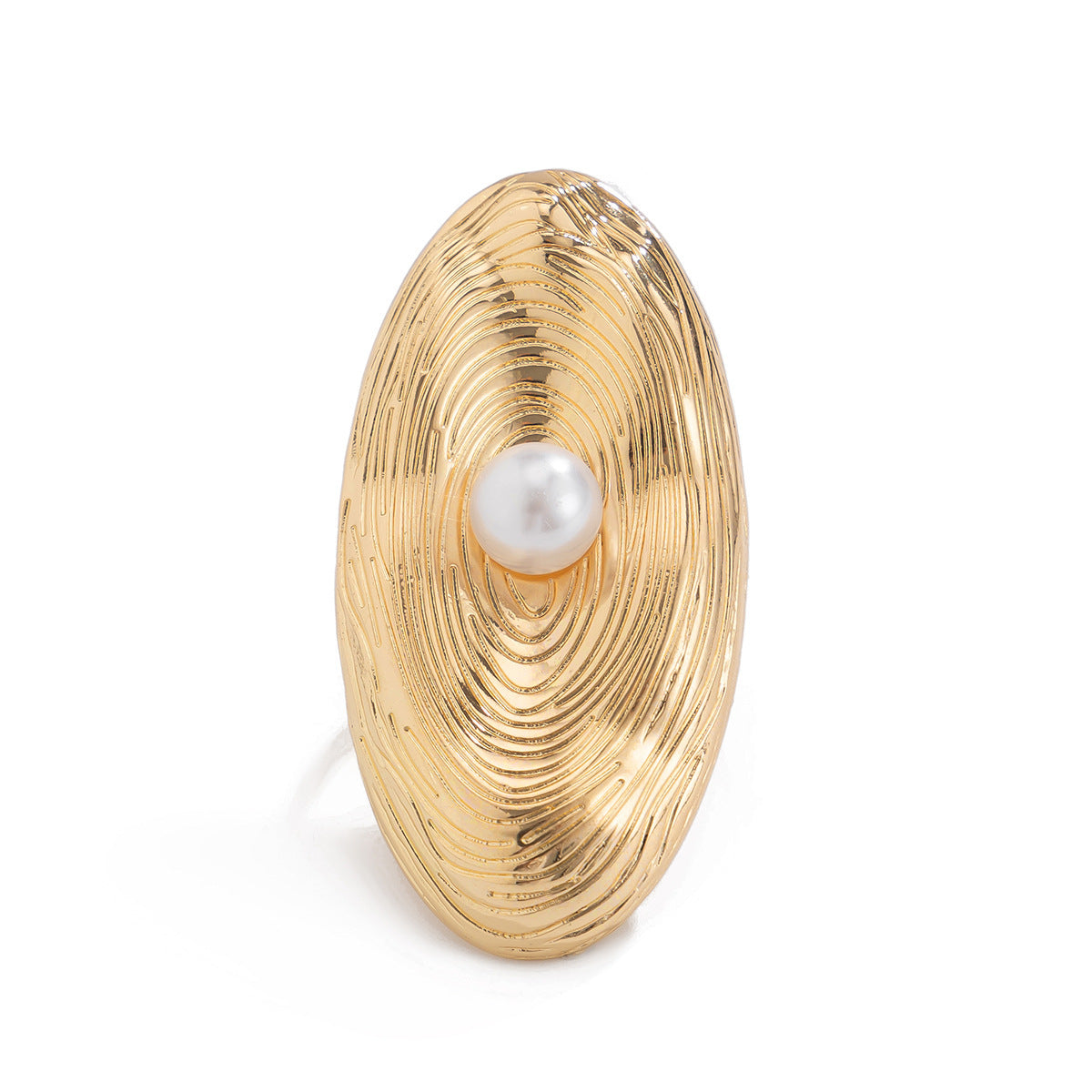 Oversized Oval Women's Open Rings with Pearl