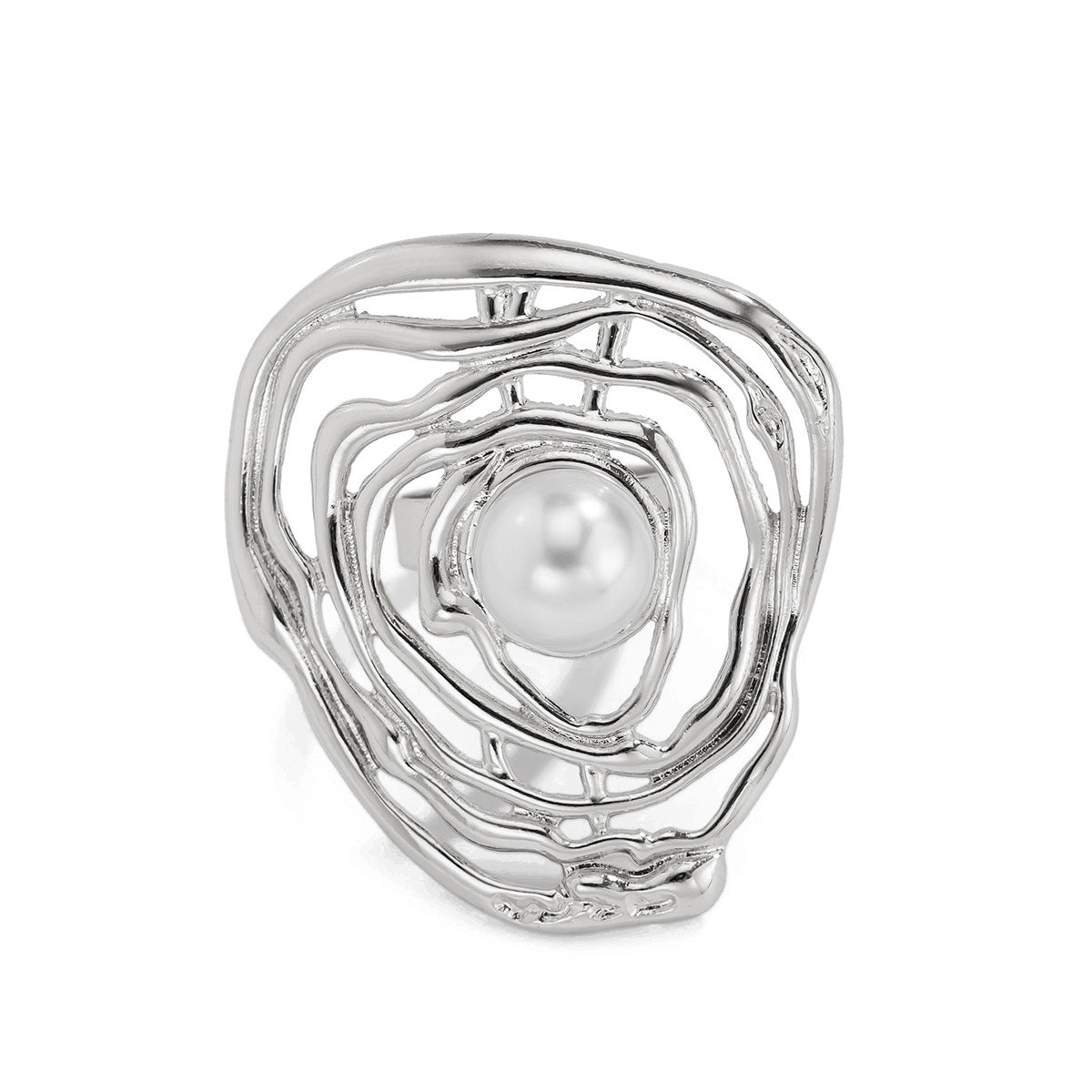 Oversized Women's Open Rings with Pearl