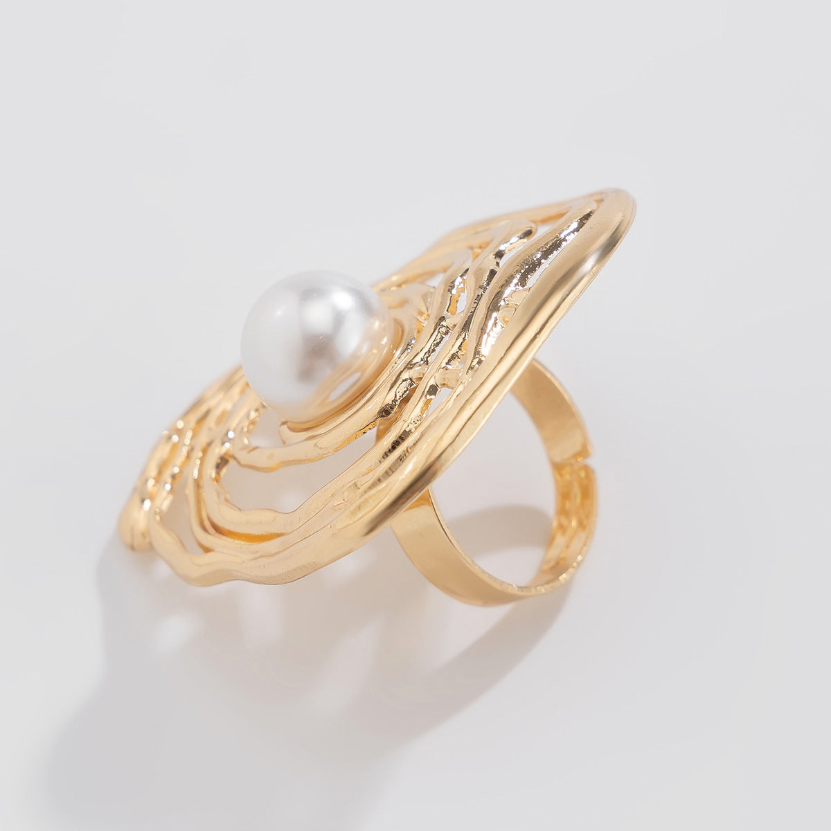 Oversized Women's Open Rings with Pearl